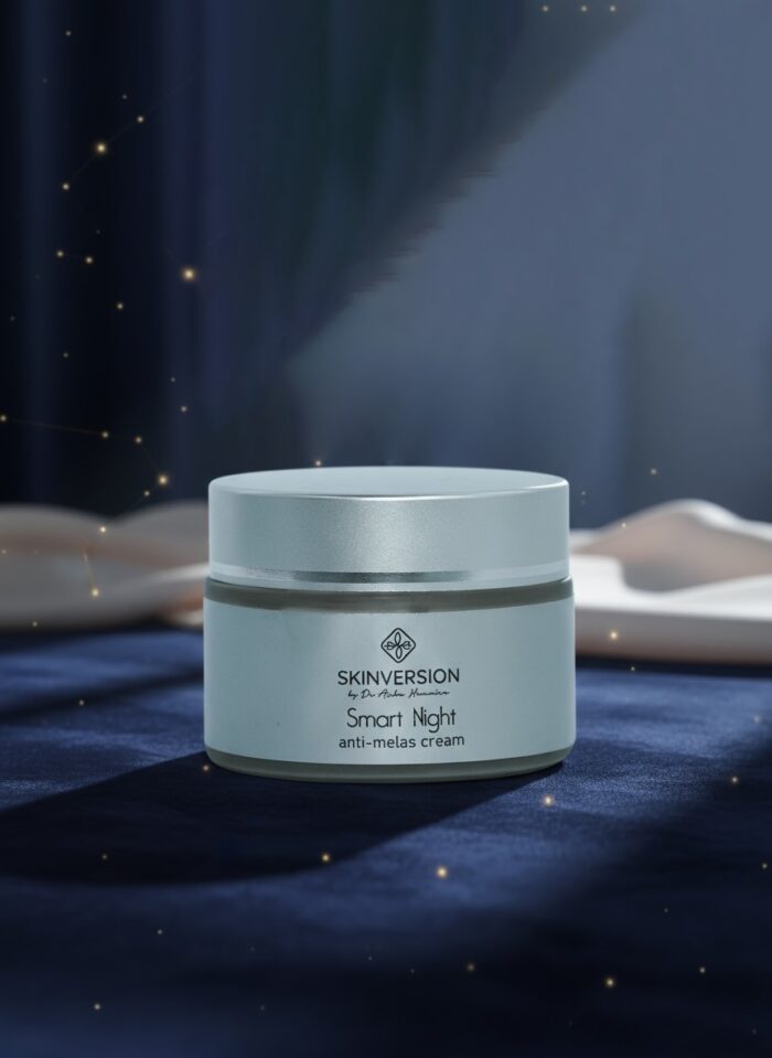 Cream texture of SKINVERSION Smart Night Anti-Melas Cream showing rich, nourishing formula